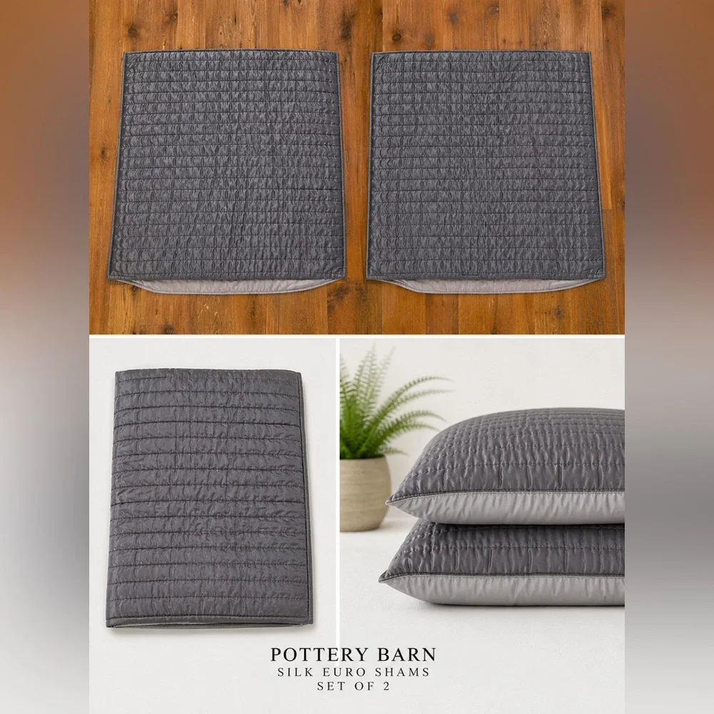 Pottery Barn Silk Euro Shams – Set of 2 – Gray